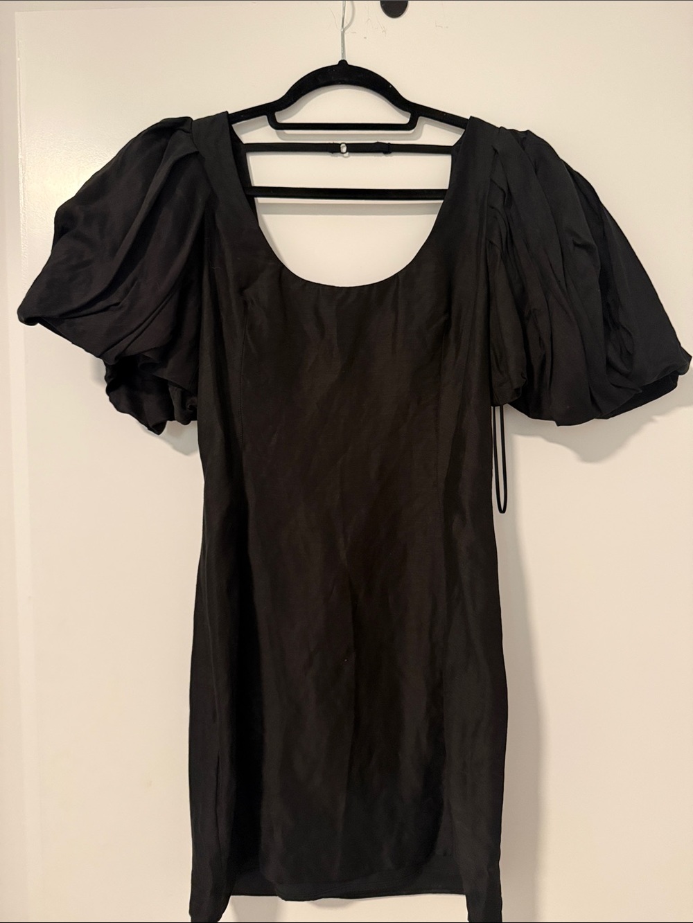 Frame Denim Black Puff Sleeve Mini Dress